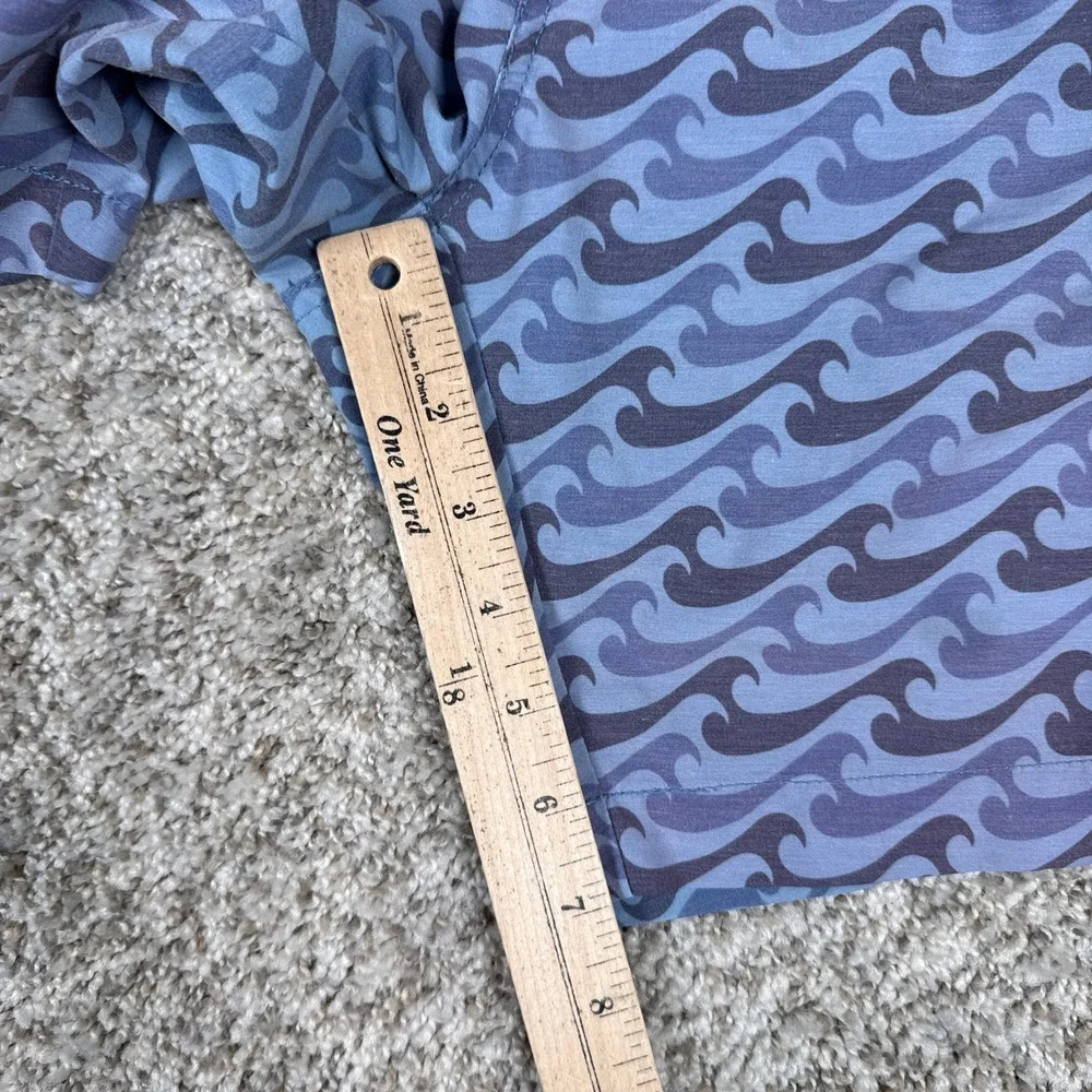Faherty Swim Trunks Mens XXL Blue Wave Print Coastal‎ Surf Drawstring Board
